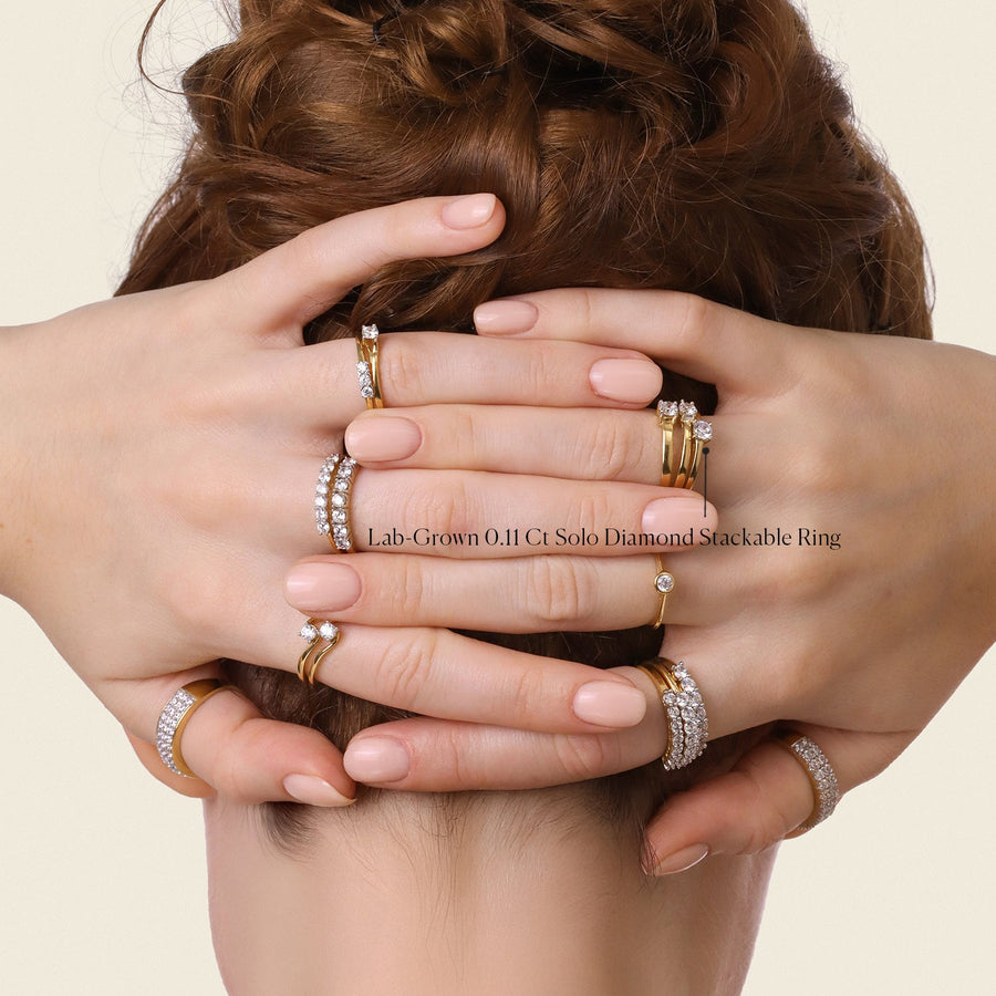 Lab-Grown 0.11 Ct Solo Diamond Stackable Ring