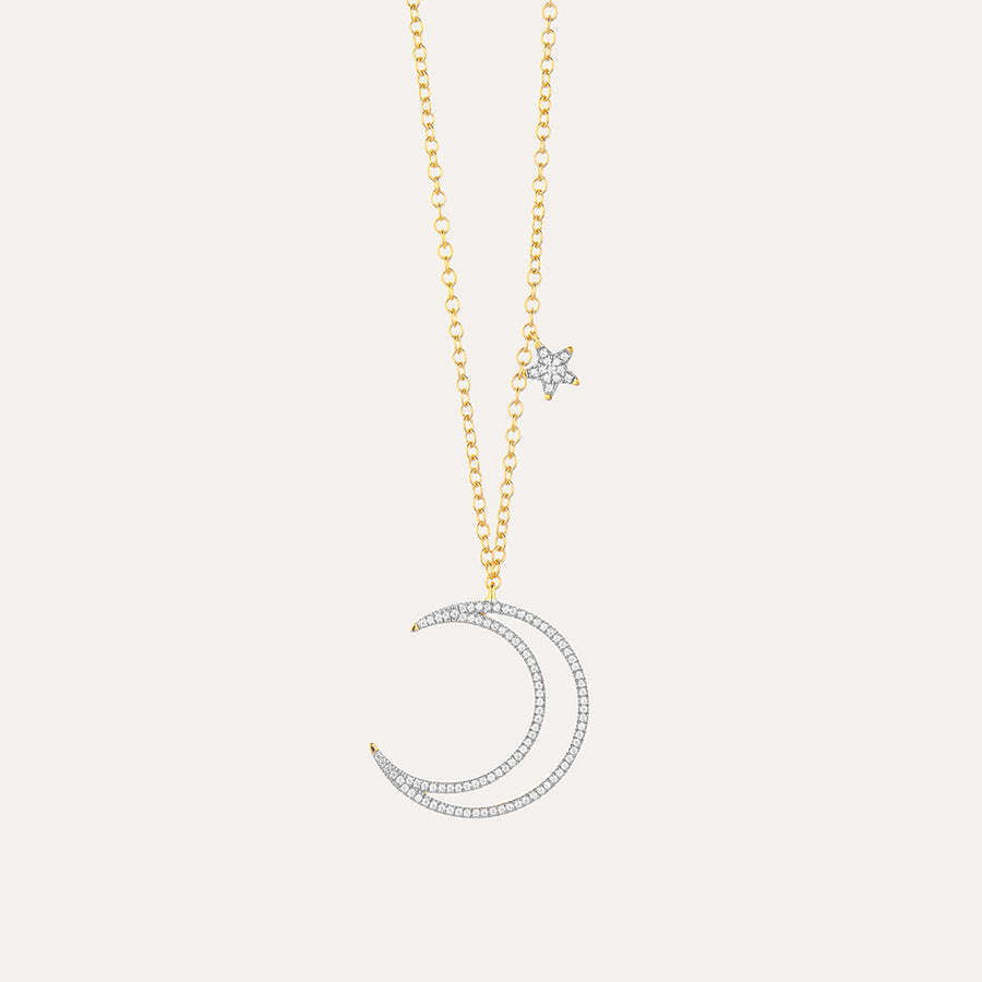 Crescent Moon & Star Pendant Necklace