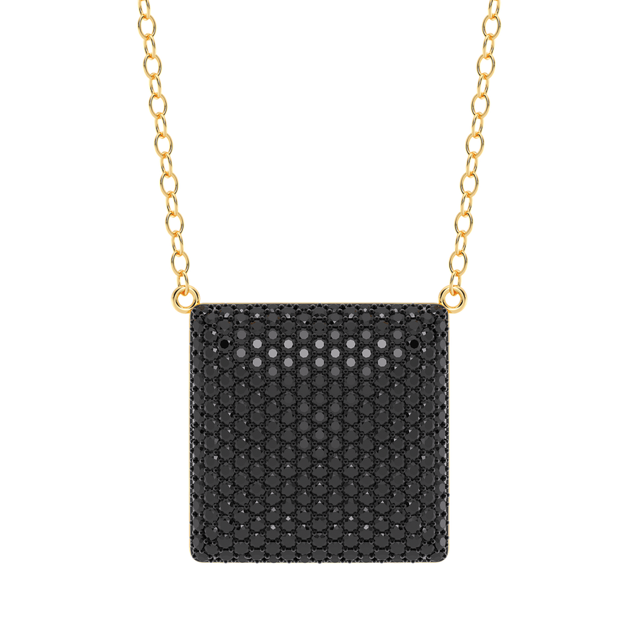 Hello Ella Cube Pendant Necklace in Black
