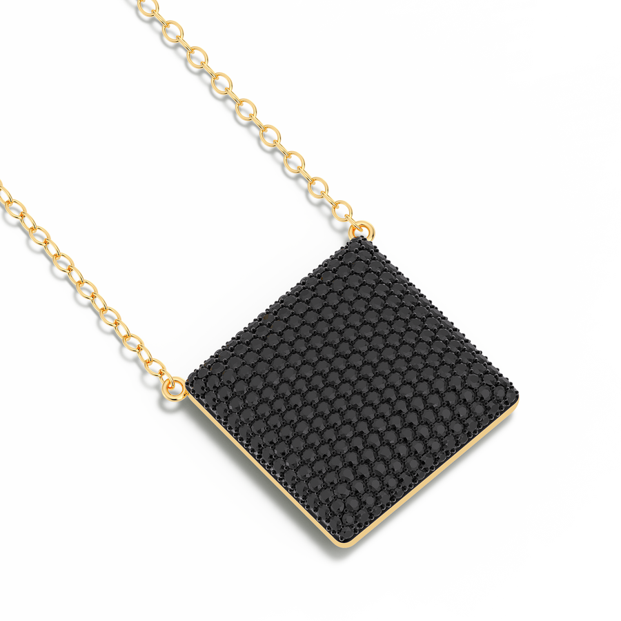 Hello Ella Cube Pendant Necklace in Black