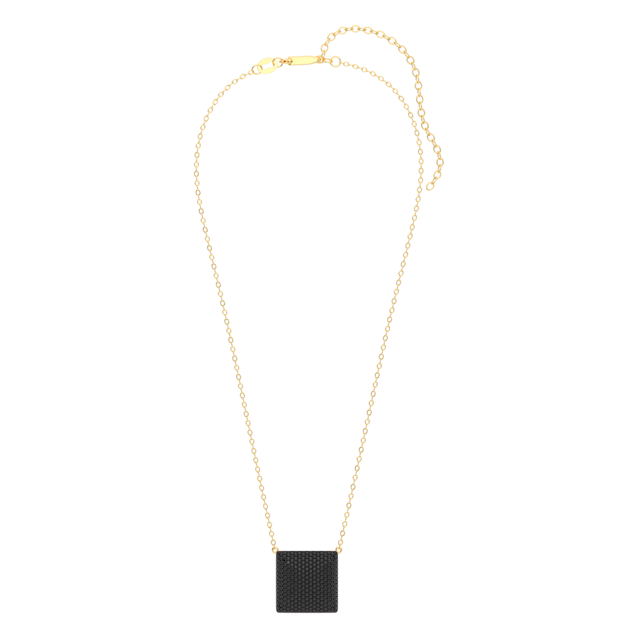 Hello Ella Cube Pendant Necklace in Black