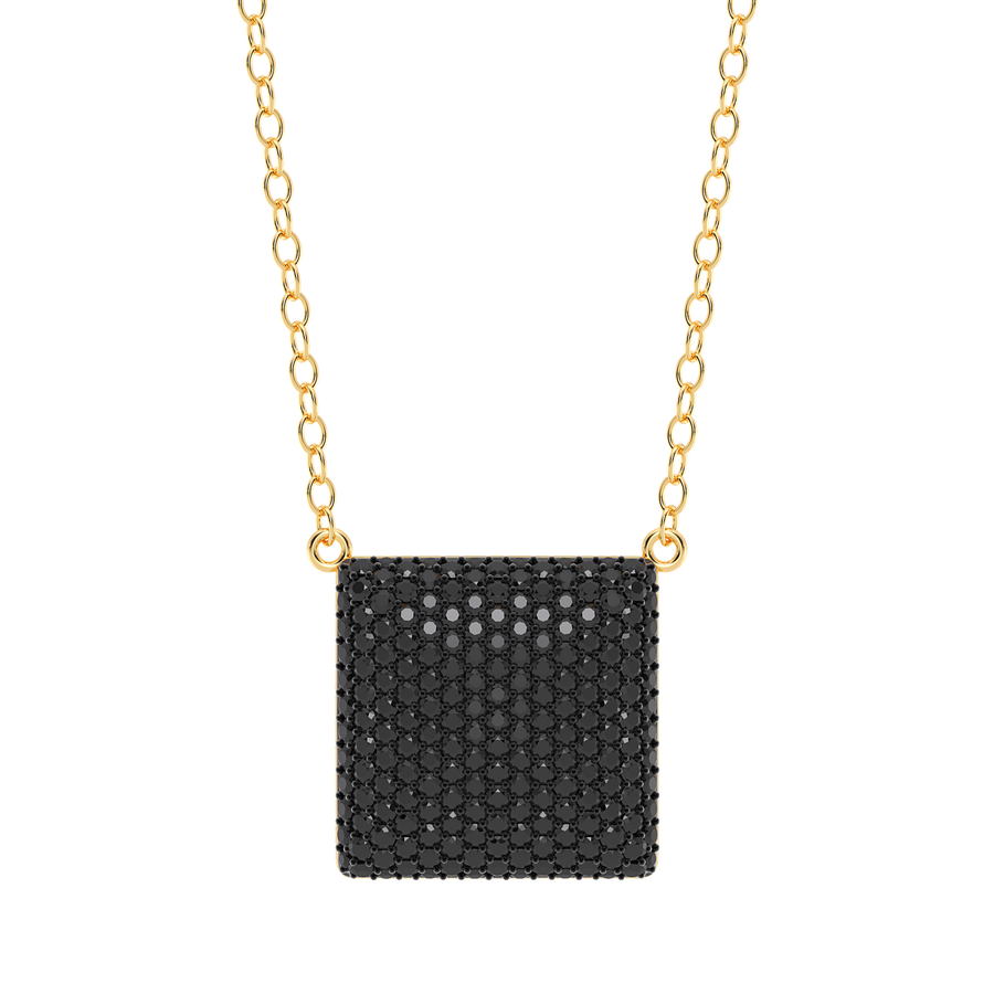 Hello Ella Cube Pendant Necklace in Black