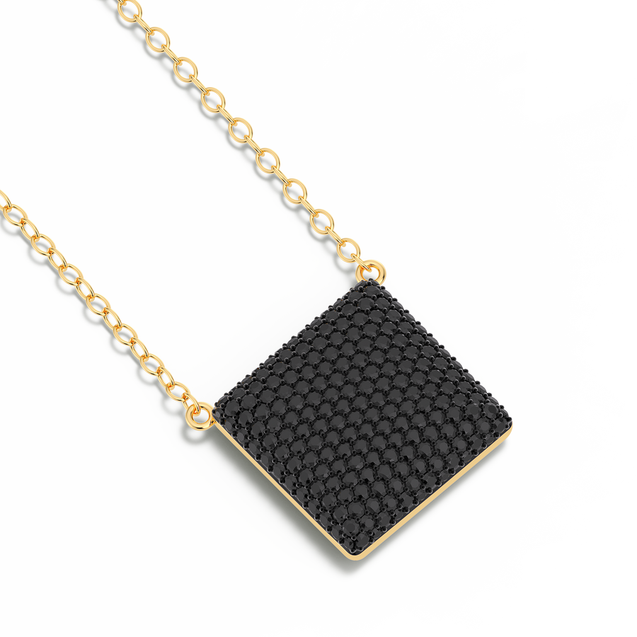 Hello Ella Cube Pendant Necklace in Black