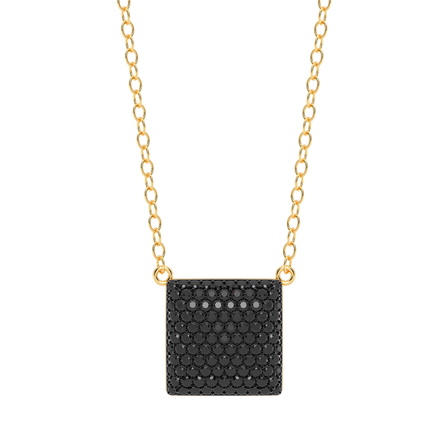 Hello Ella Cube Pendant Necklace in Black