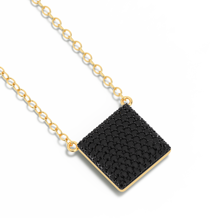 Hello Ella Cube Pendant Necklace in Black
