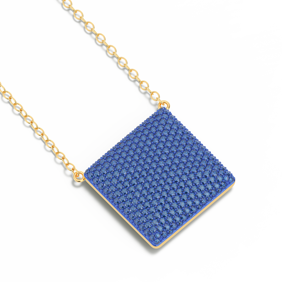 Hello Ella Cube Pendant Necklace in Blue