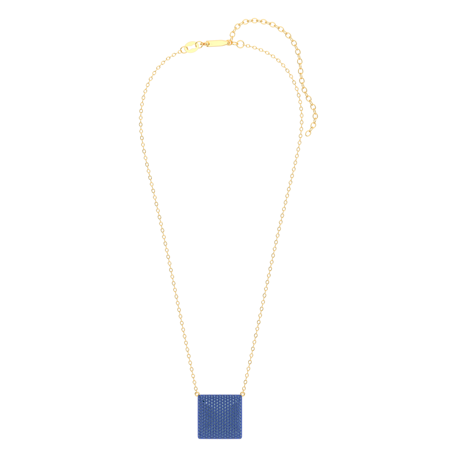 Hello Ella Cube Pendant Necklace in Blue