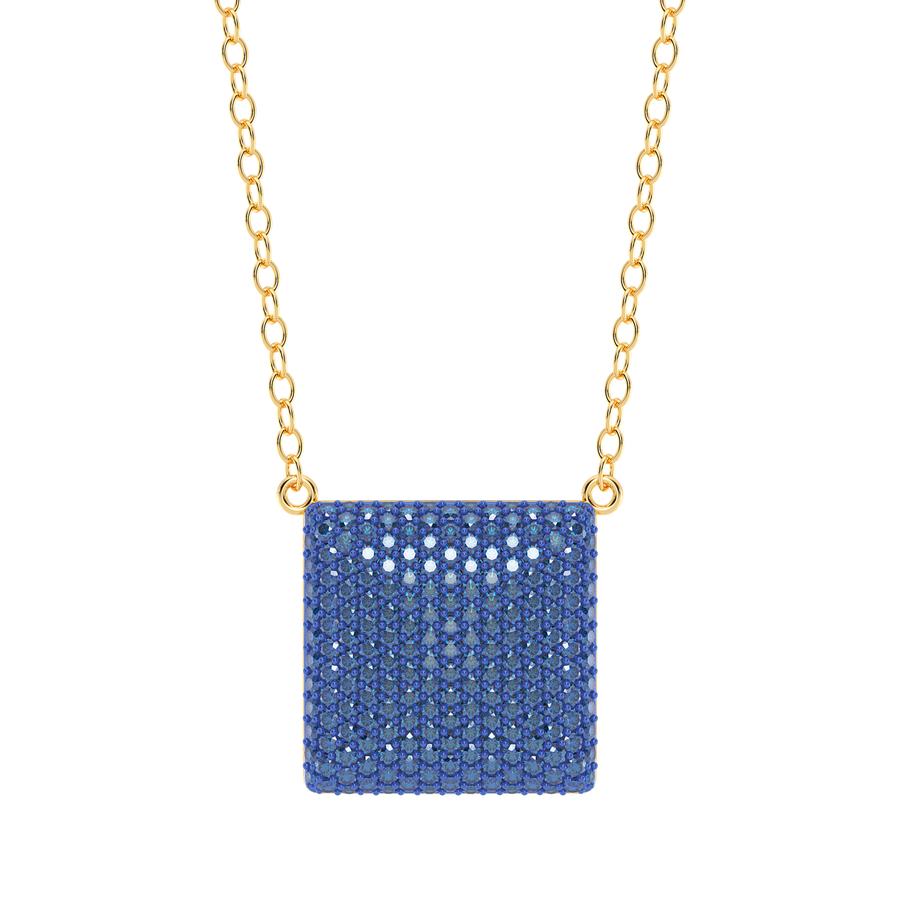 Hello Ella Cube Pendant Necklace in Blue
