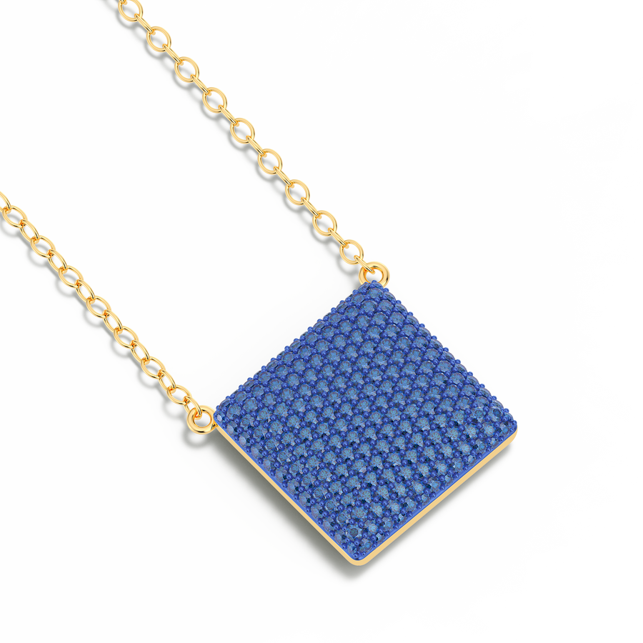 Hello Ella Cube Pendant Necklace in Blue