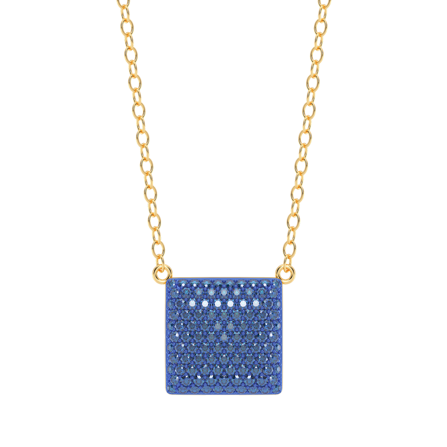 Hello Ella Cube Pendant Necklace in Blue