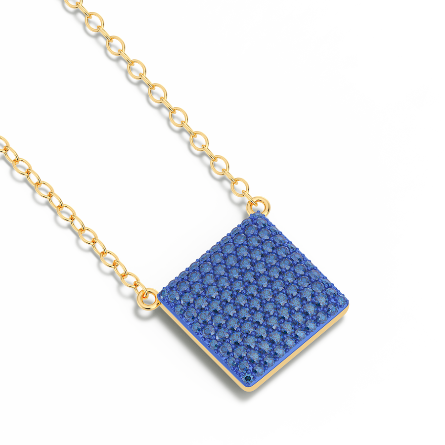 Hello Ella Cube Pendant Necklace in Blue
