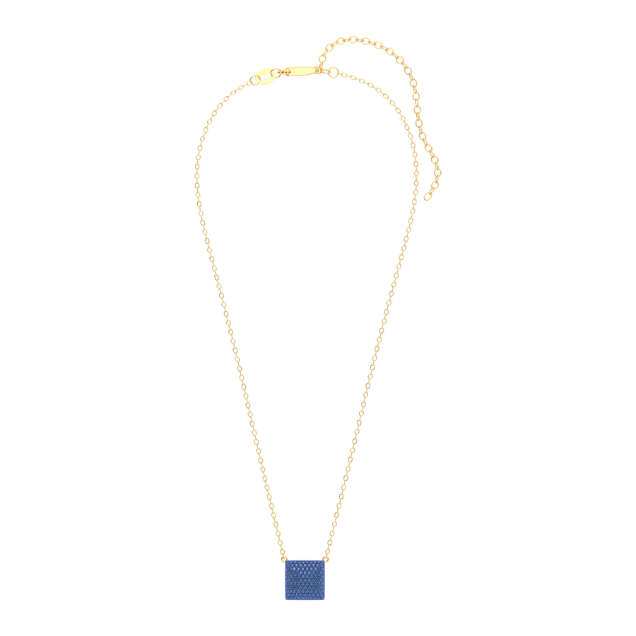 Hello Ella Cube Pendant Necklace in Blue
