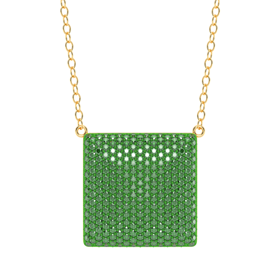 Hello Ella Cube Pendant Necklace in Green