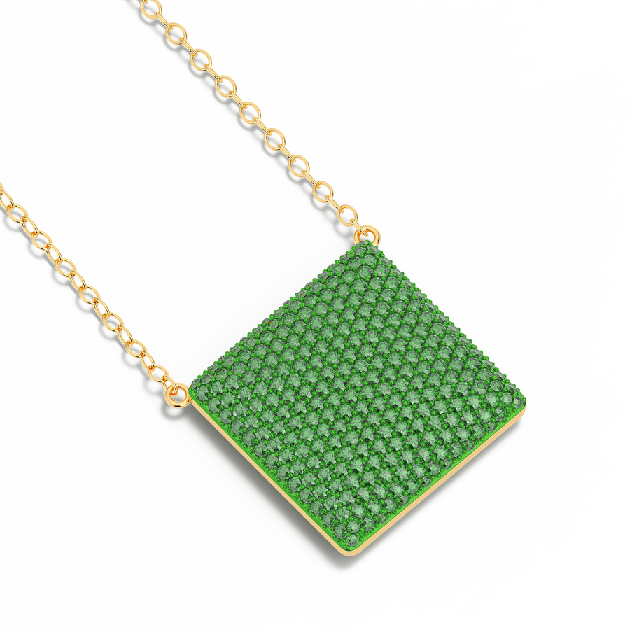Hello Ella Cube Pendant Necklace in Green