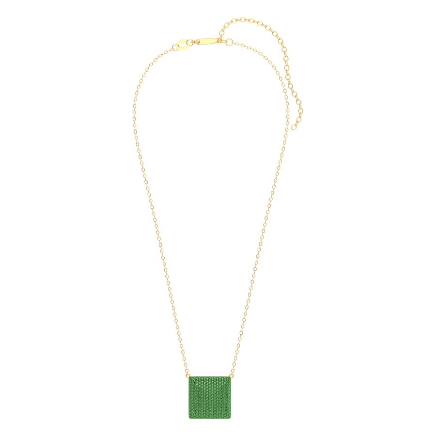 Hello Ella Cube Pendant Necklace in Green