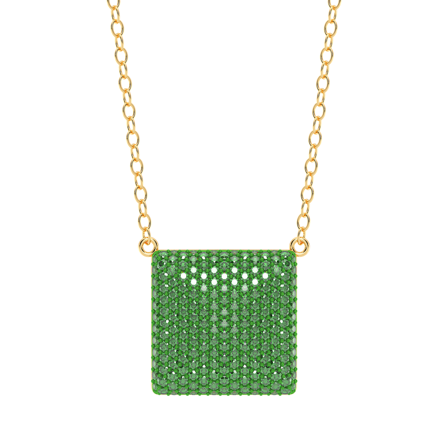 Hello Ella Cube Pendant Necklace in Green