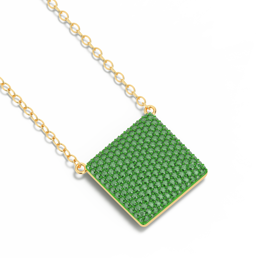 Hello Ella Cube Pendant Necklace in Green