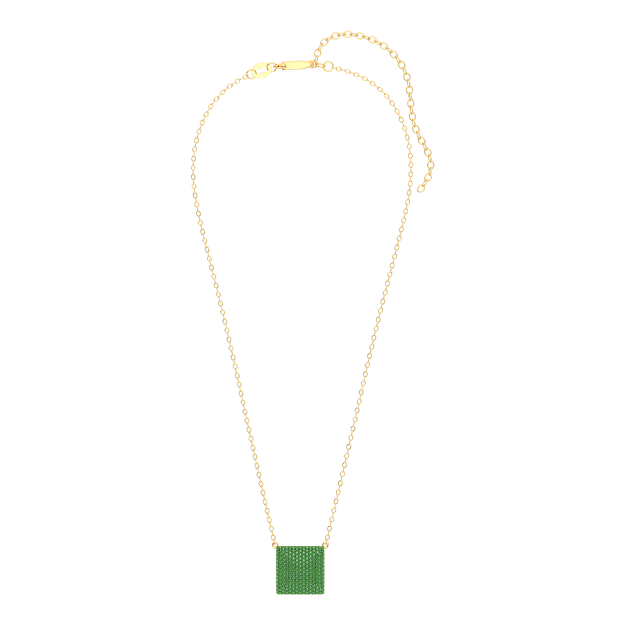 Hello Ella Cube Pendant Necklace in Green