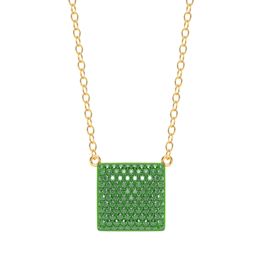 Hello Ella Cube Pendant Necklace in Green