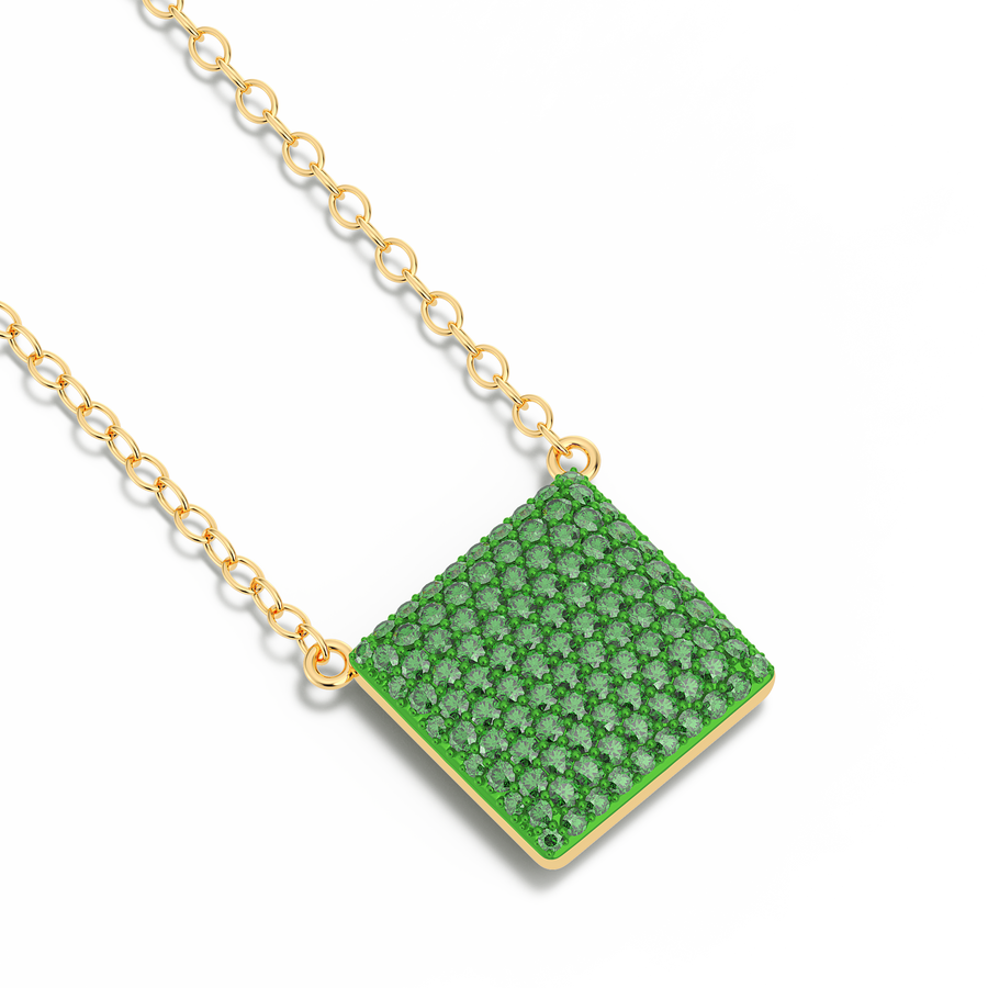 Hello Ella Cube Pendant Necklace in Green
