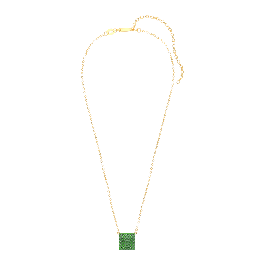 Hello Ella Cube Pendant Necklace in Green
