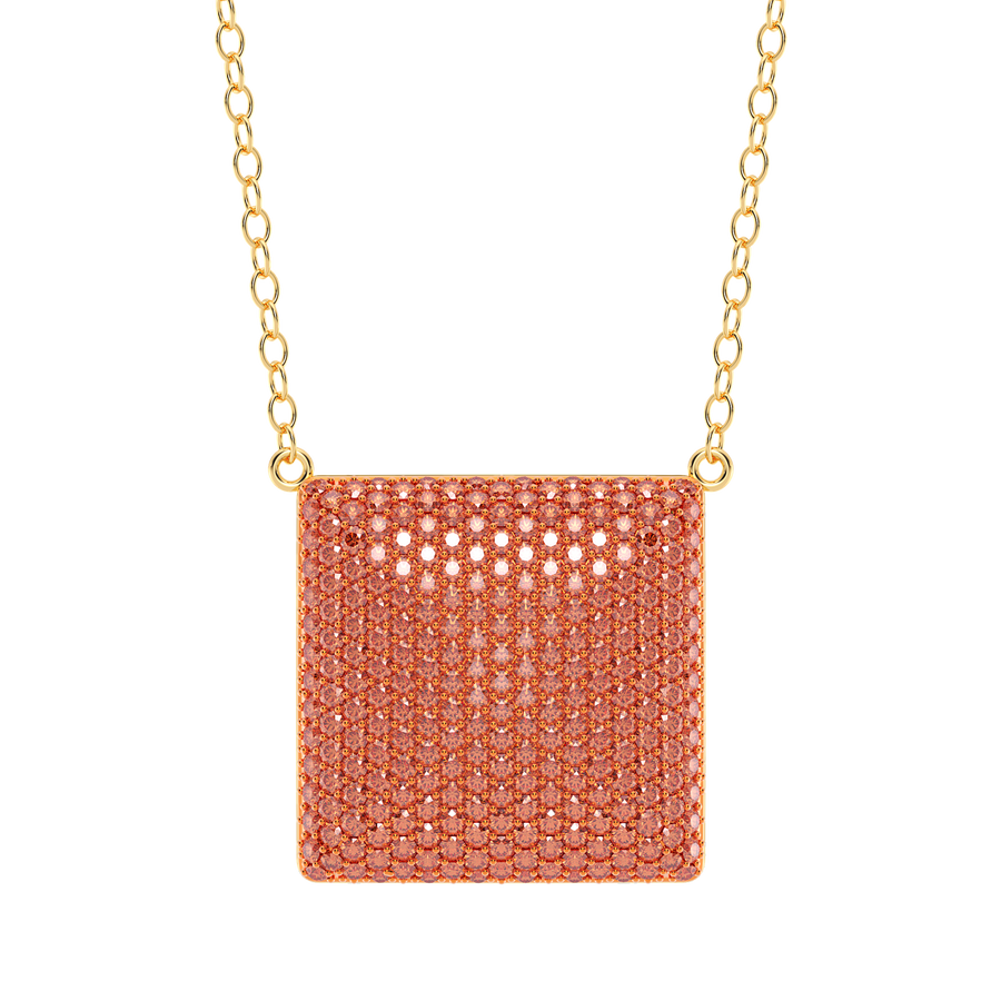 Hello Ella Cube Pendant Necklace in Orange