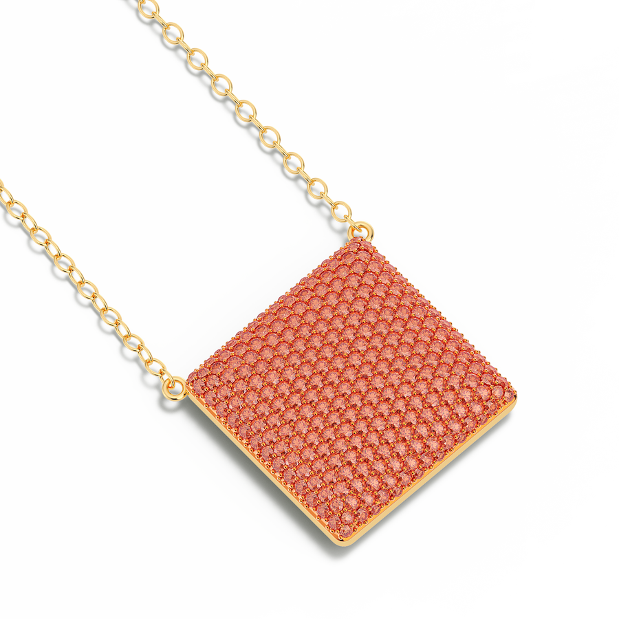 Hello Ella Cube Pendant Necklace in Orange