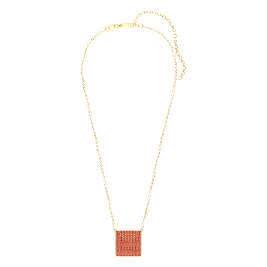 Hello Ella Cube Pendant Necklace in Orange