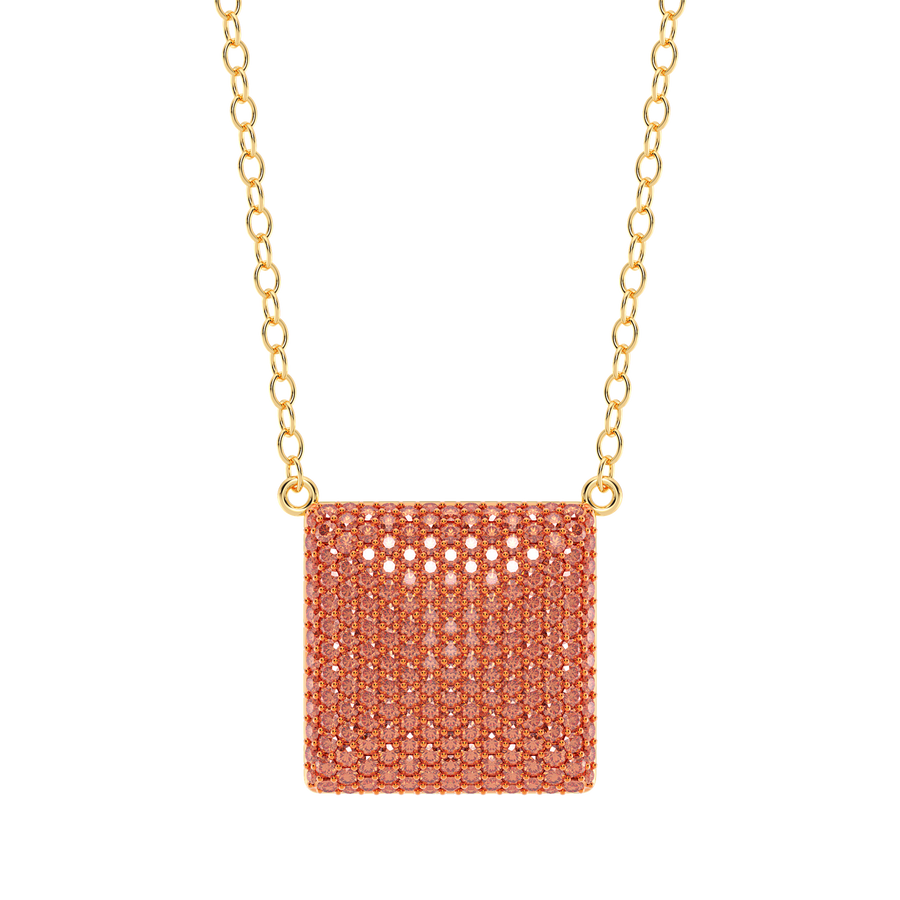 Hello Ella Cube Pendant Necklace in Orange