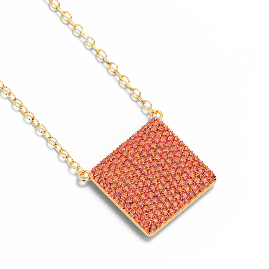 Hello Ella Cube Pendant Necklace in Orange