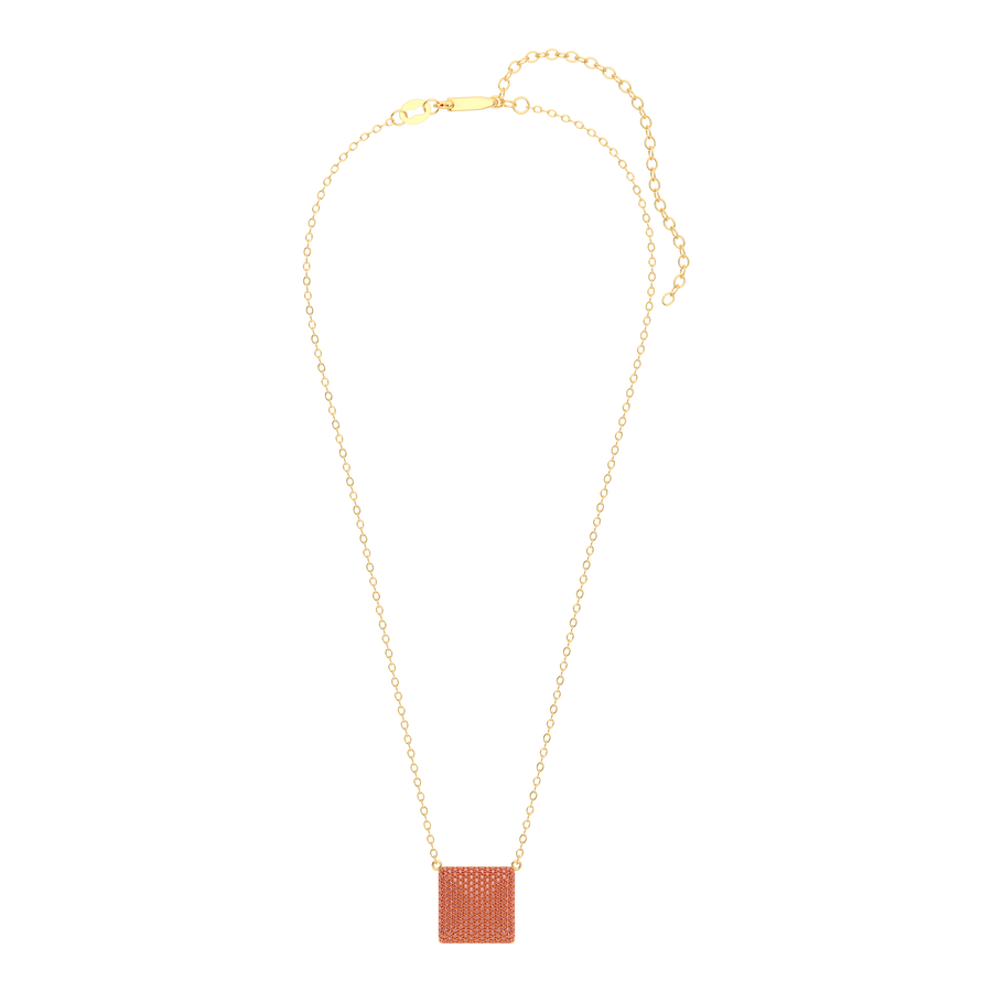 Hello Ella Cube Pendant Necklace in Orange
