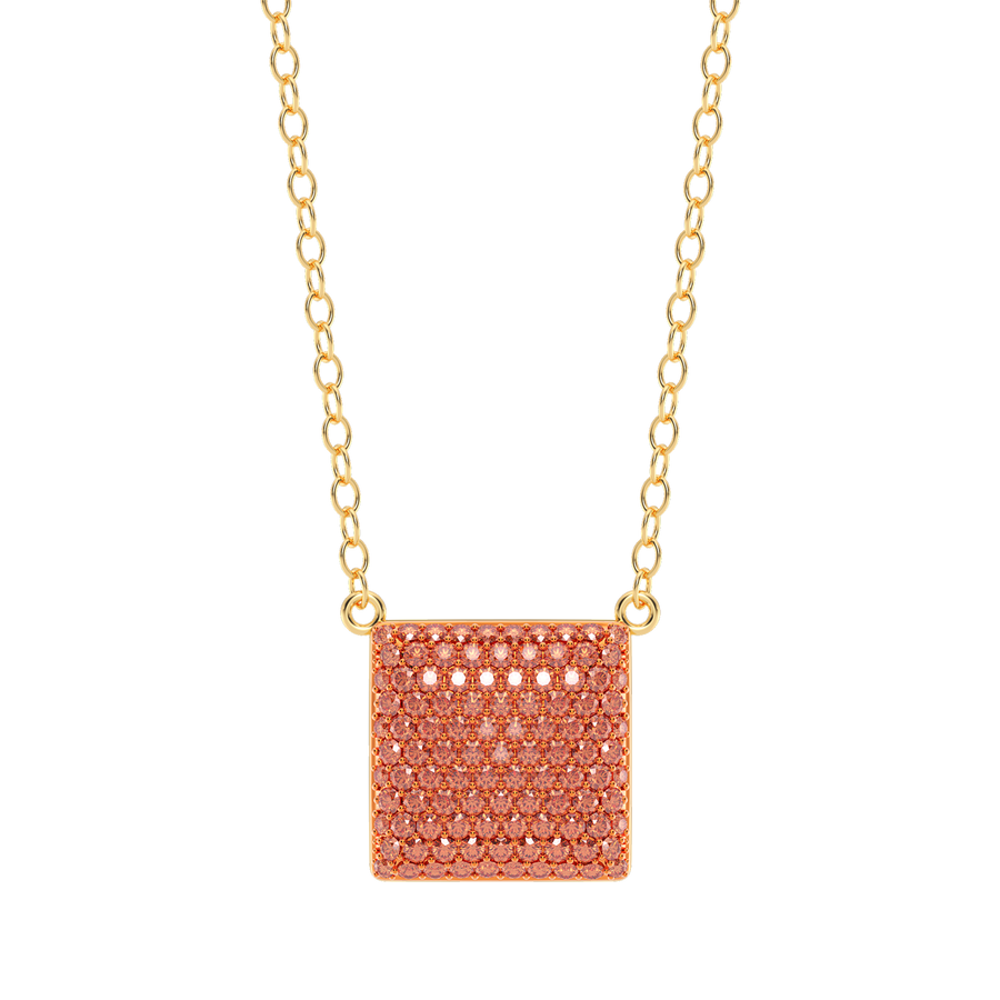 Hello Ella Cube Pendant Necklace in Orange