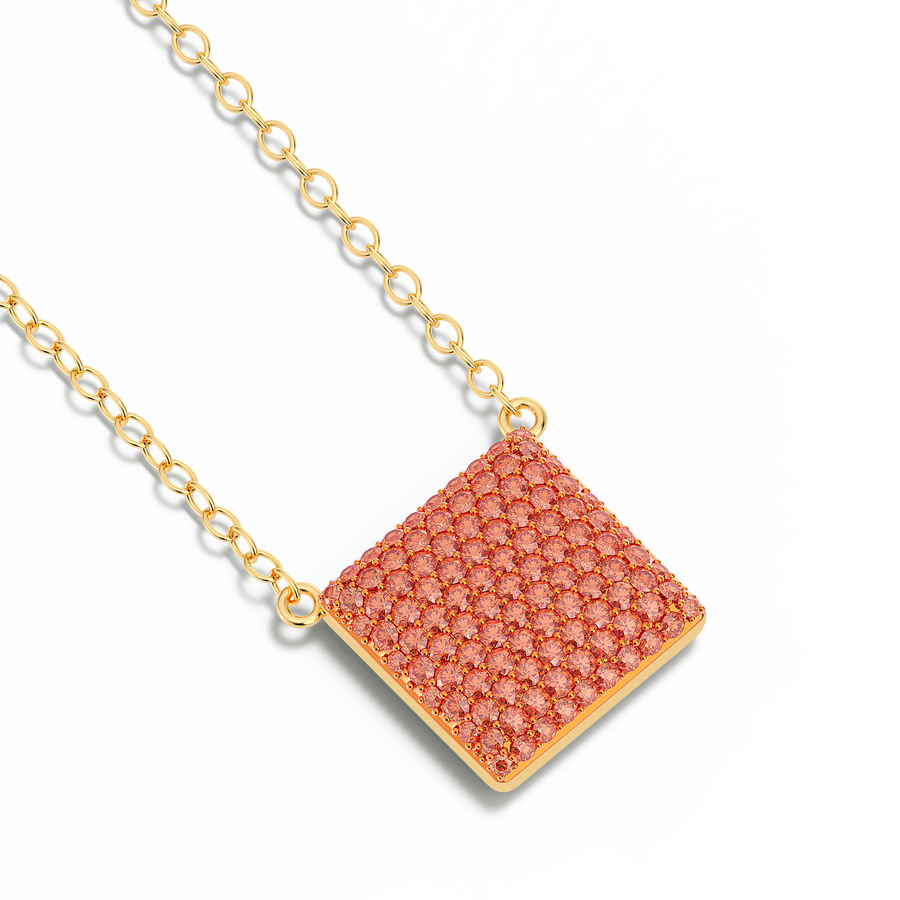 Hello Ella Cube Pendant Necklace in Orange