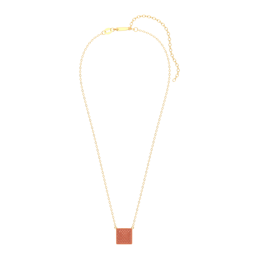 Hello Ella Cube Pendant Necklace in Orange
