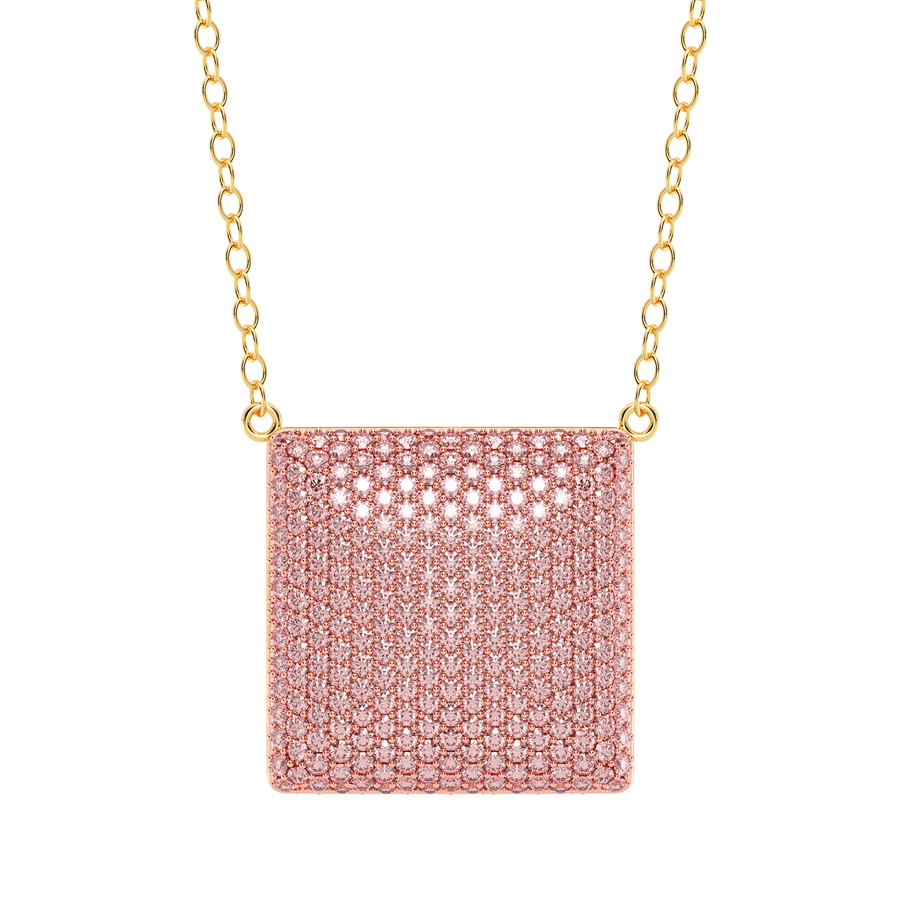 Hello Ella Cube Pendant Necklace in Pink