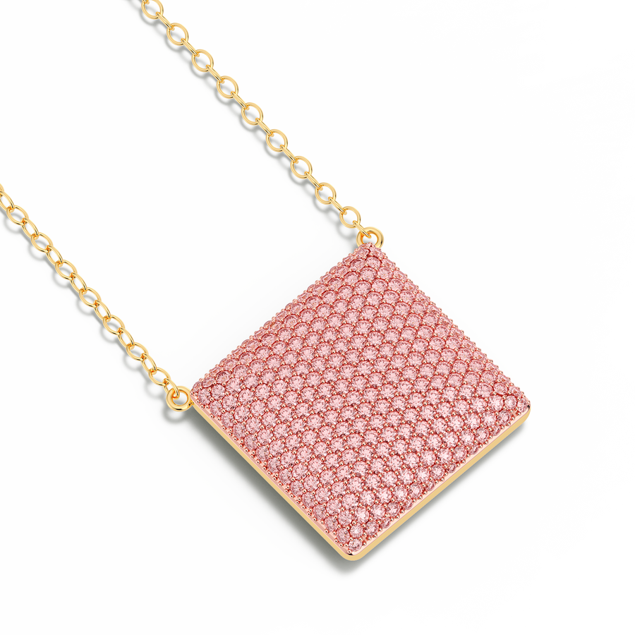 Hello Ella Cube Pendant Necklace in Pink
