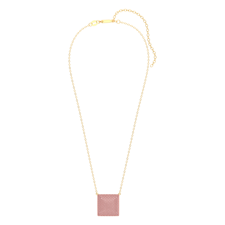 Hello Ella Cube Pendant Necklace in Pink