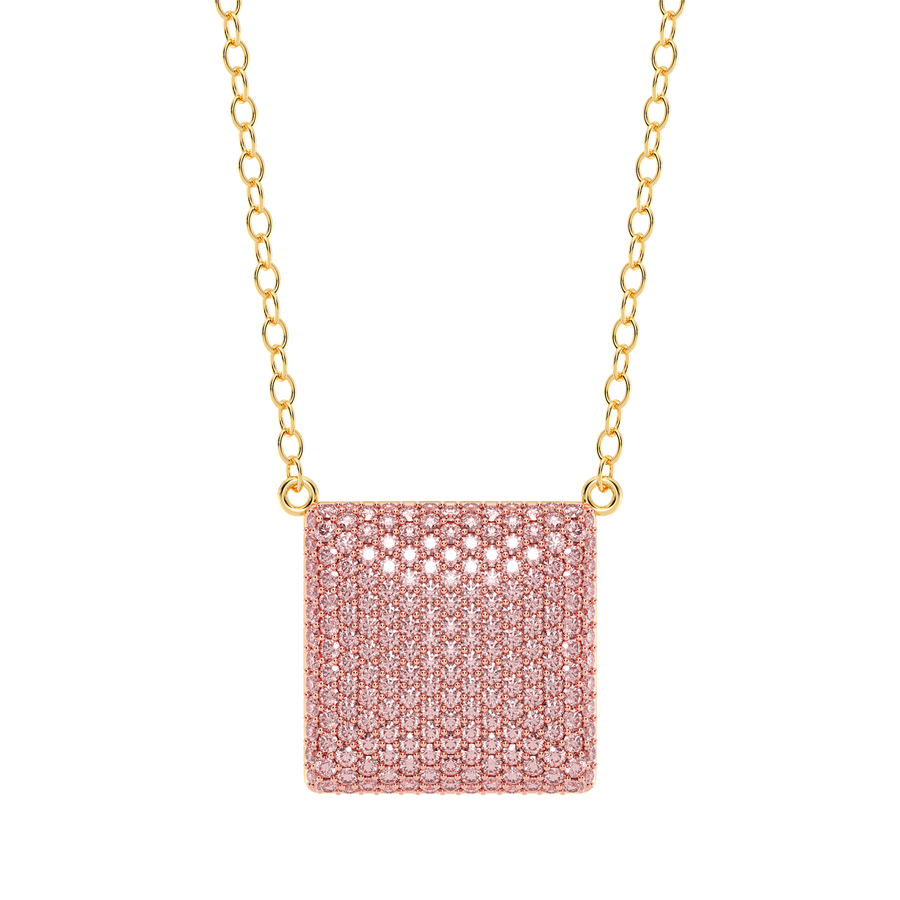 Hello Ella Cube Pendant Necklace in Pink