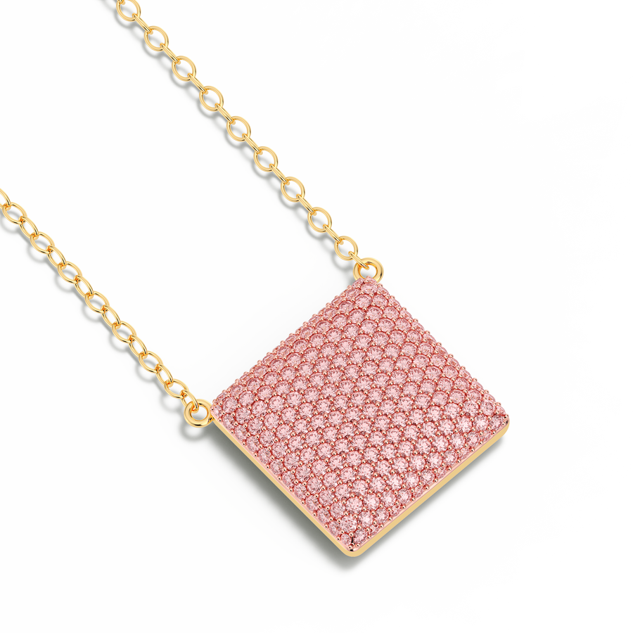 Hello Ella Cube Pendant Necklace in Pink