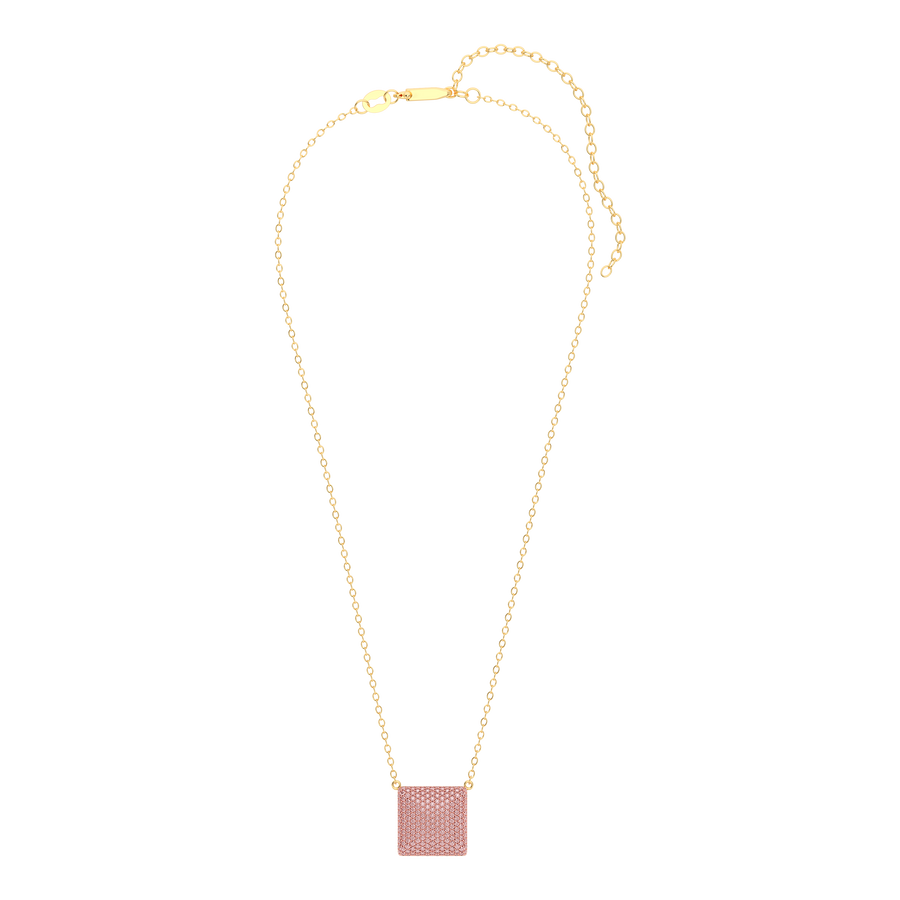 Hello Ella Cube Pendant Necklace in Pink