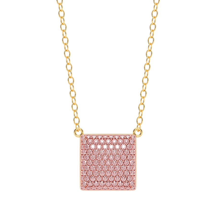 Hello Ella Cube Pendant Necklace in Pink