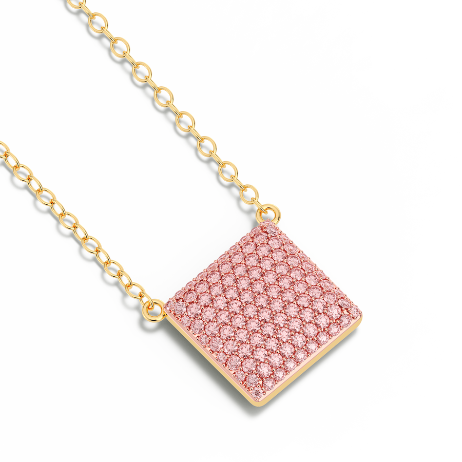 Hello Ella Cube Pendant Necklace in Pink