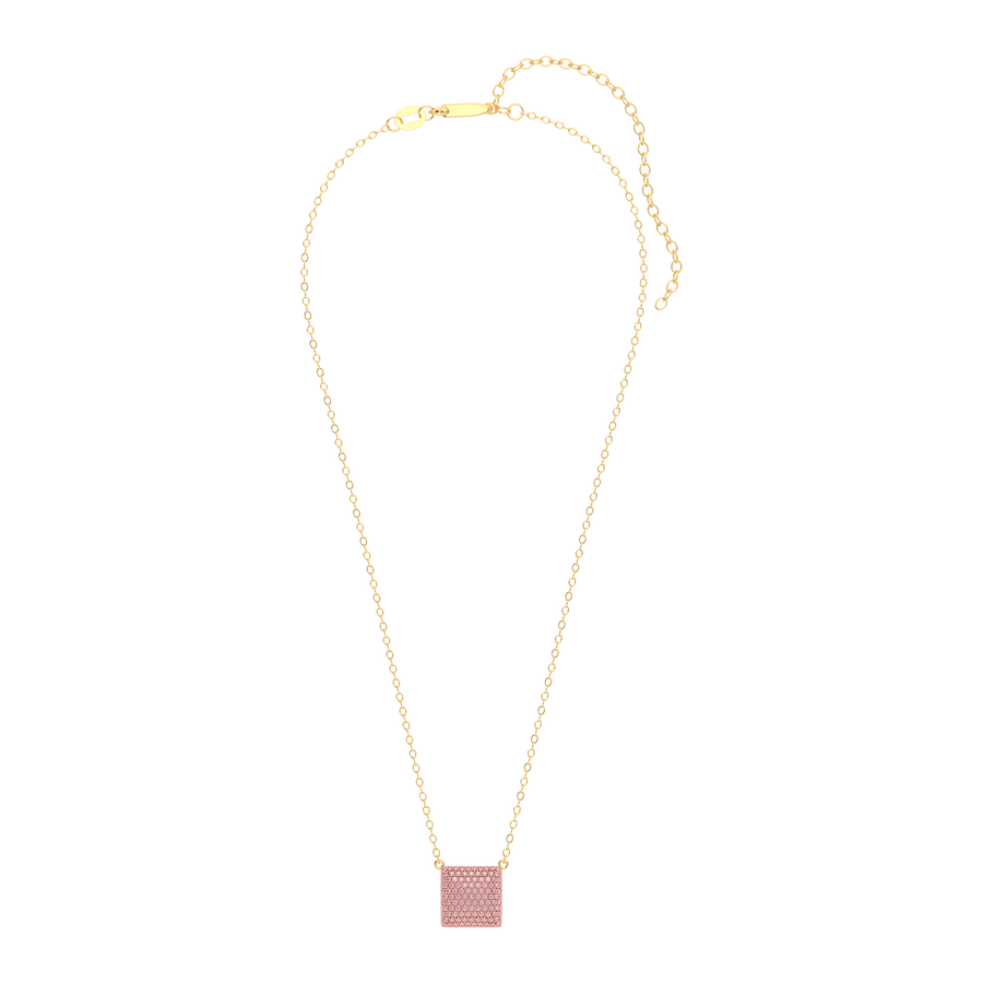 Hello Ella Cube Pendant Necklace in Pink