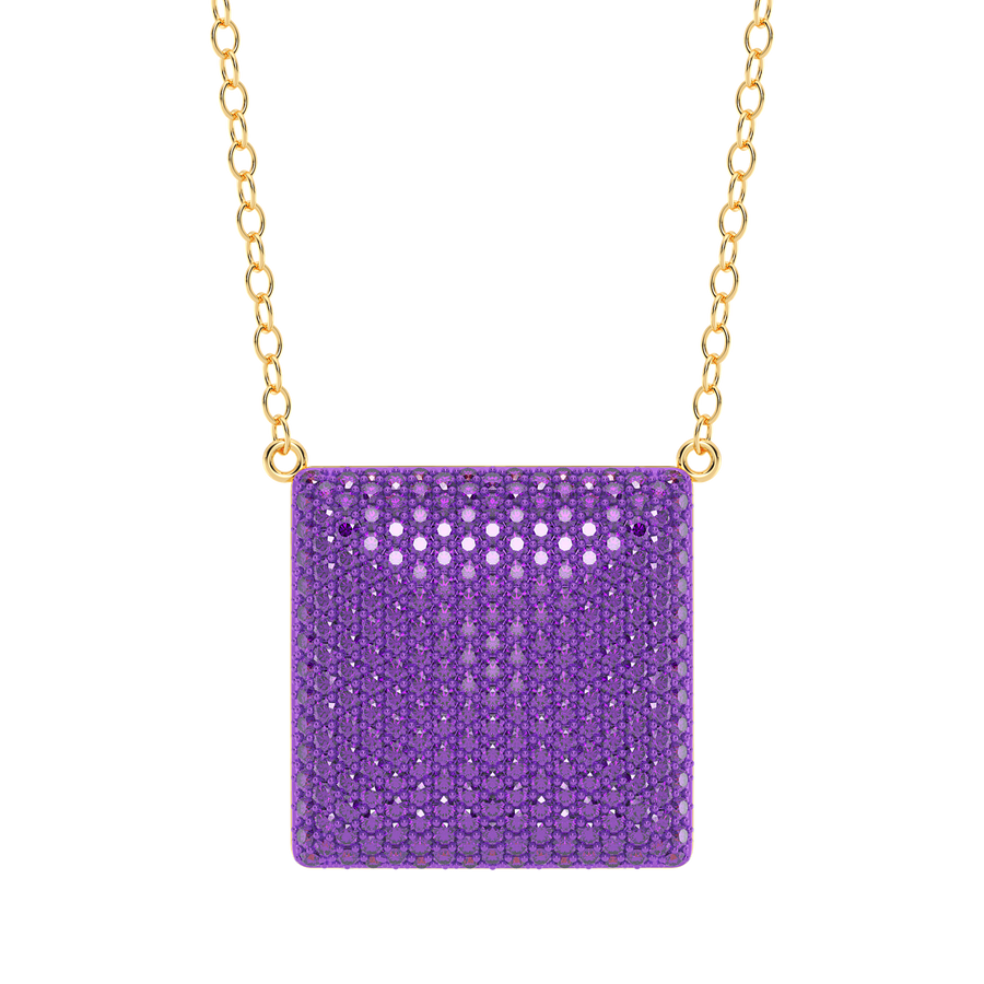 Hello Ella Cube Pendant Necklace in Purple