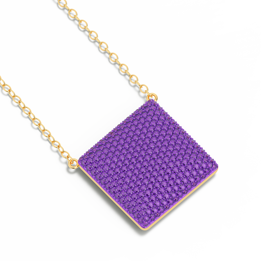 Hello Ella Cube Pendant Necklace in Purple
