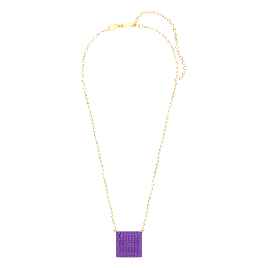 Hello Ella Cube Pendant Necklace in Purple