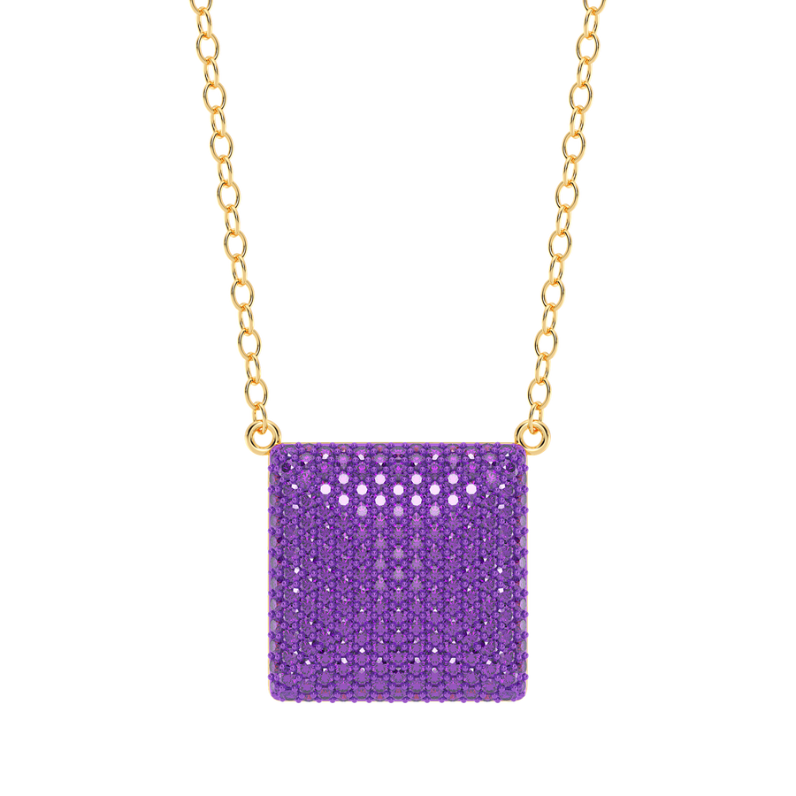 Hello Ella Cube Pendant Necklace in Purple