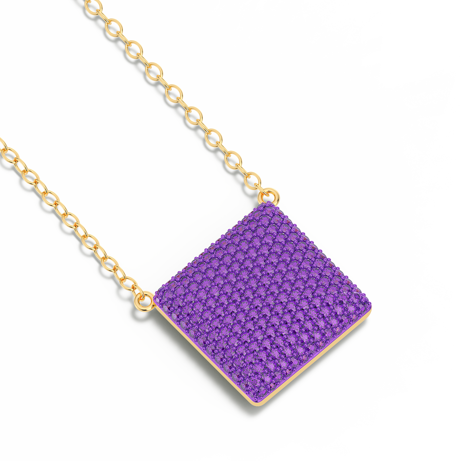 Hello Ella Cube Pendant Necklace in Purple