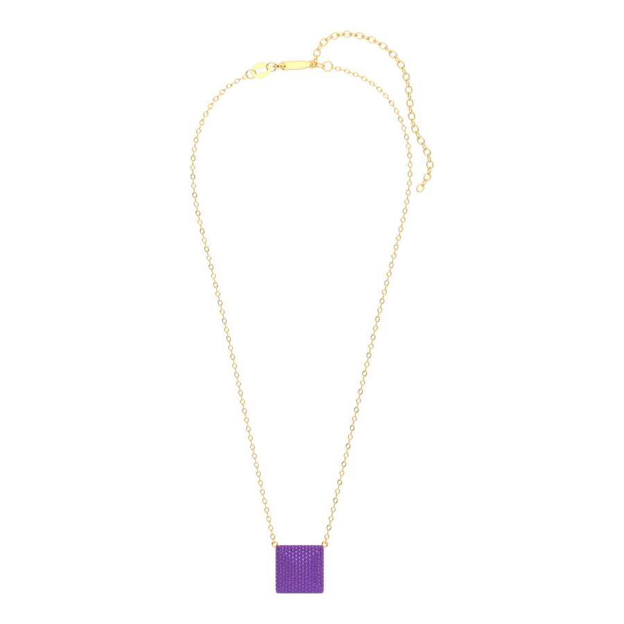 Hello Ella Cube Pendant Necklace in Purple