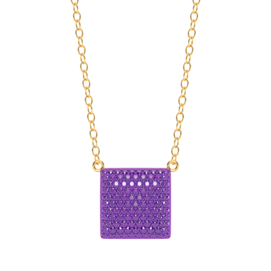 Hello Ella Cube Pendant Necklace in Purple